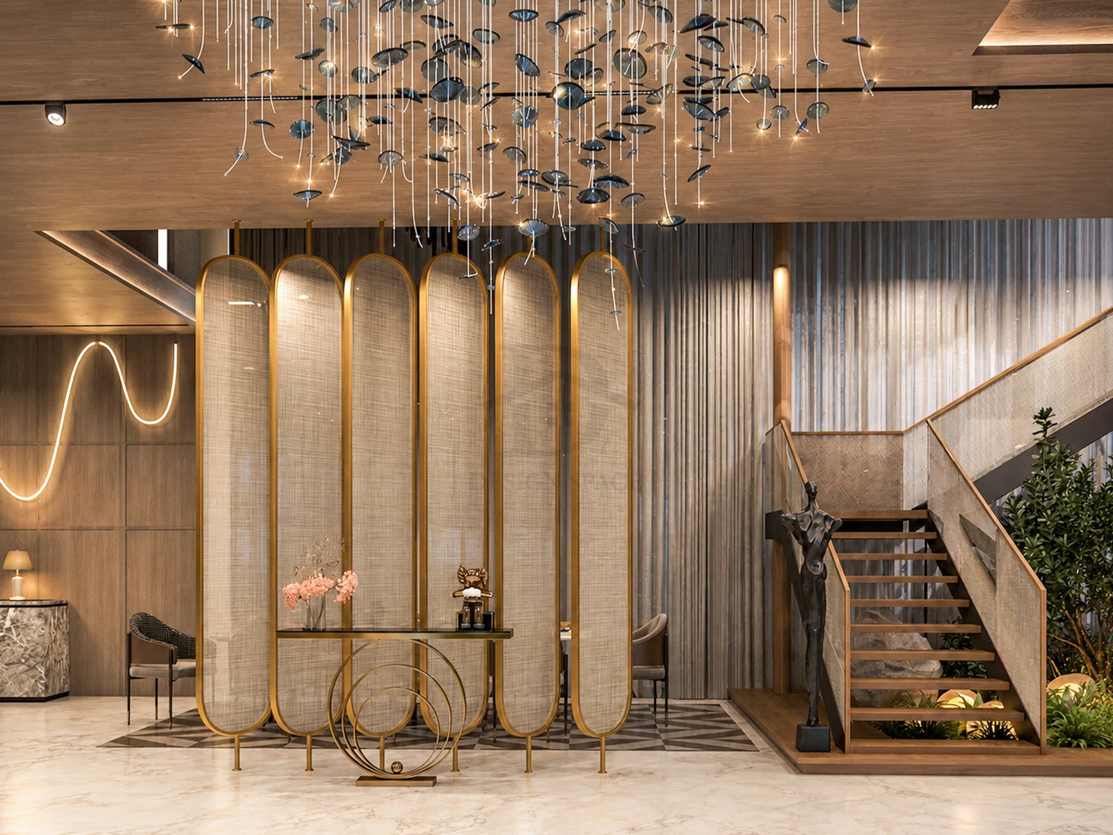 Dining area at The Aureum House, a residential project by DDesignSpace