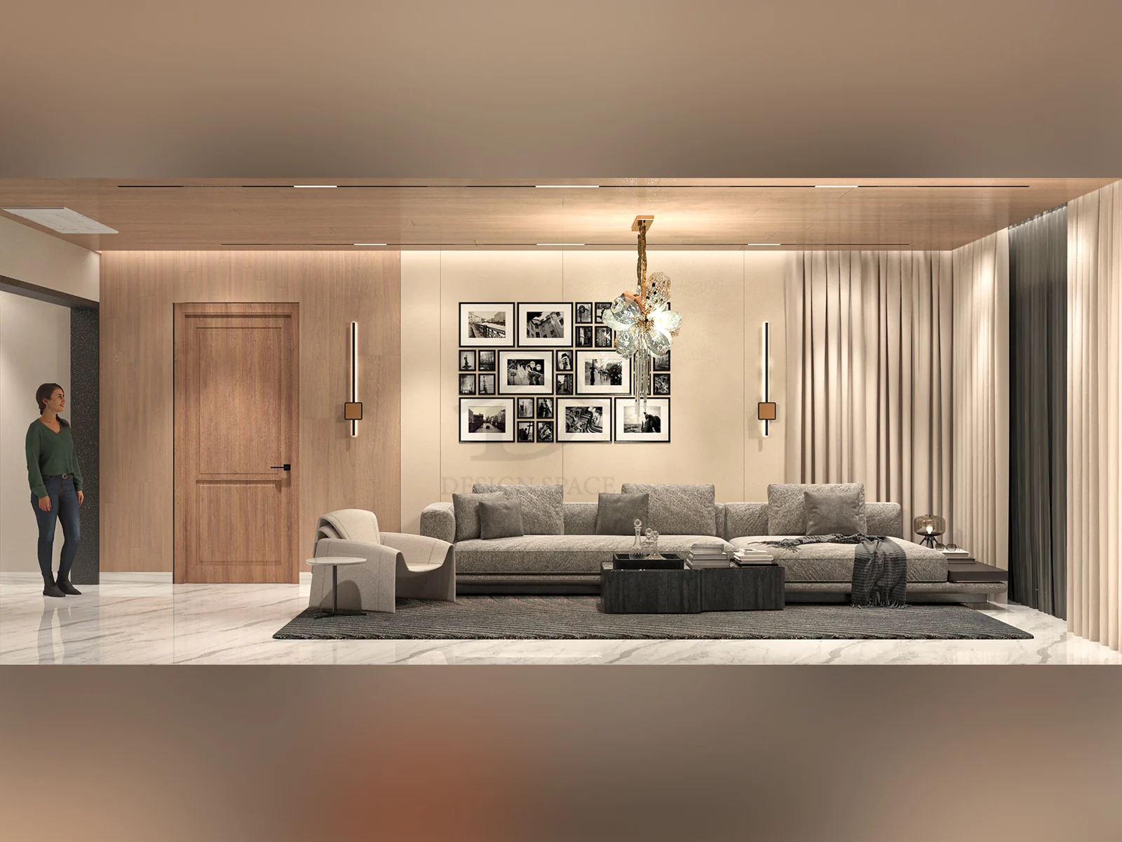 Lounge at The Luxe Residence, a residential project by DDesignSpace